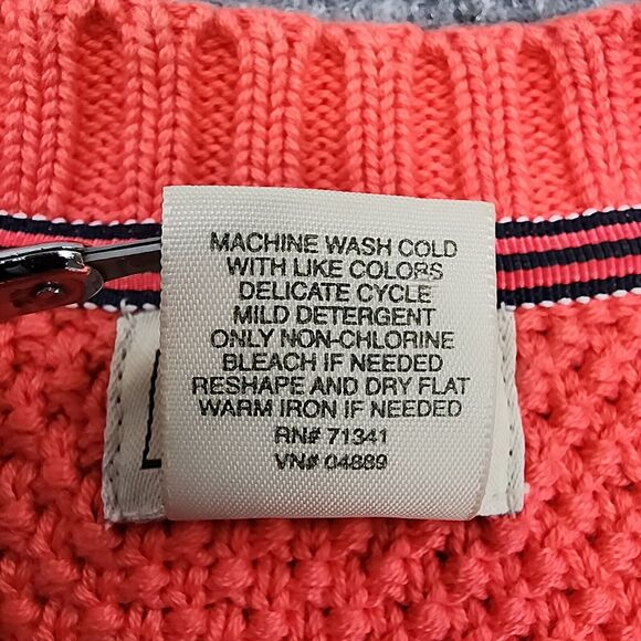 LL Bean Sweater Womens Large Pink Coral Chunky Knit Button Down Cozy Cardigan - Picture 14 of 14